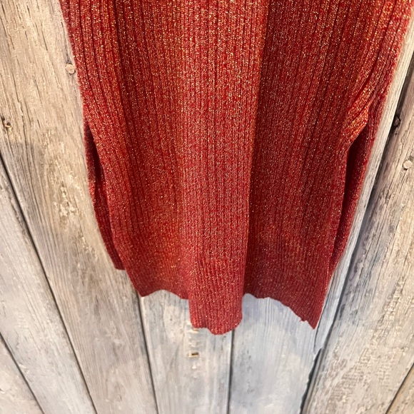 Say What Red/Gold Sweater Like Stretch Dress - Picture 4 of 6